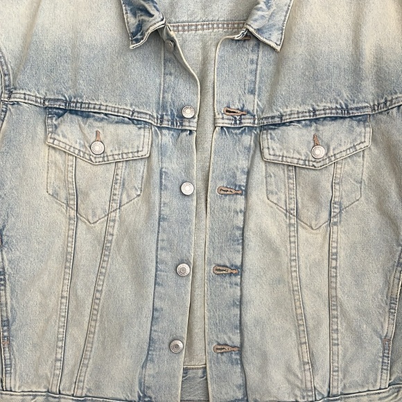Zara Distressed Denim Trucker Jacket - Picture 2 of 4
